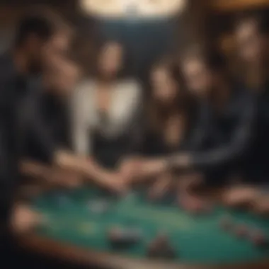 Gathering of friends around a blackjack table