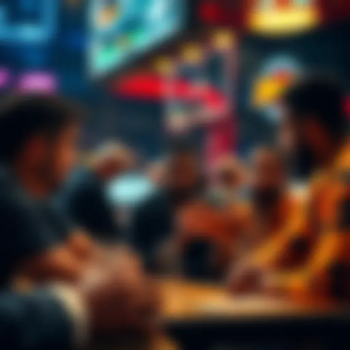 Engaging Discussion Over a Game A group engaged in discussion over a basketball game