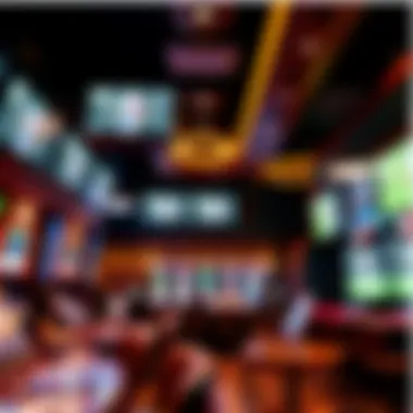 Inside a Vibrant Sportsbook An elegant sportsbook interior with screens