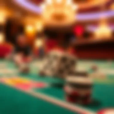 A close-up of dice rolling during a craps game