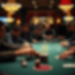 A high-stakes poker table with focused players