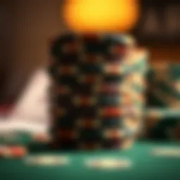 Close-up view of high-quality clay poker chips stacked