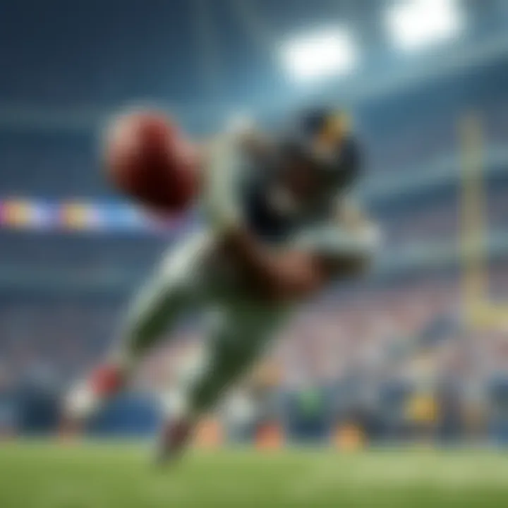 A player dives to catch a crucial interception during a championship match.