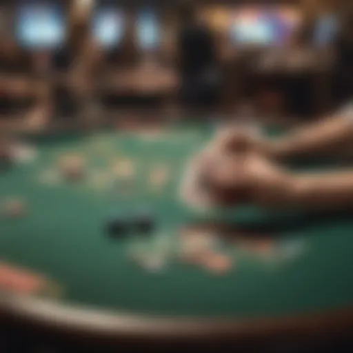 A vibrant poker table with chips and cards