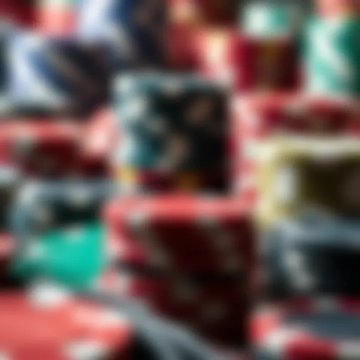 Close-up of high-quality poker chips arranged neatly