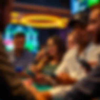 Diverse Engagement in Sports Betting Platforms An illustration of a diverse group of individuals engaging with sports betting platforms on their devices