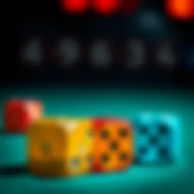 Close-up of vibrant dice used in the game
