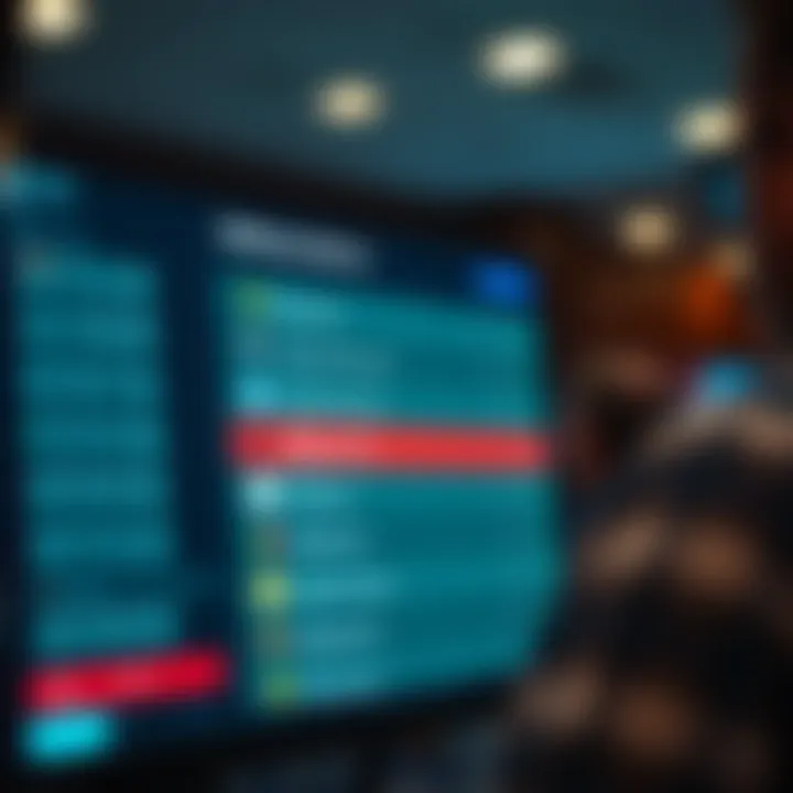 A digital interface showing betting options