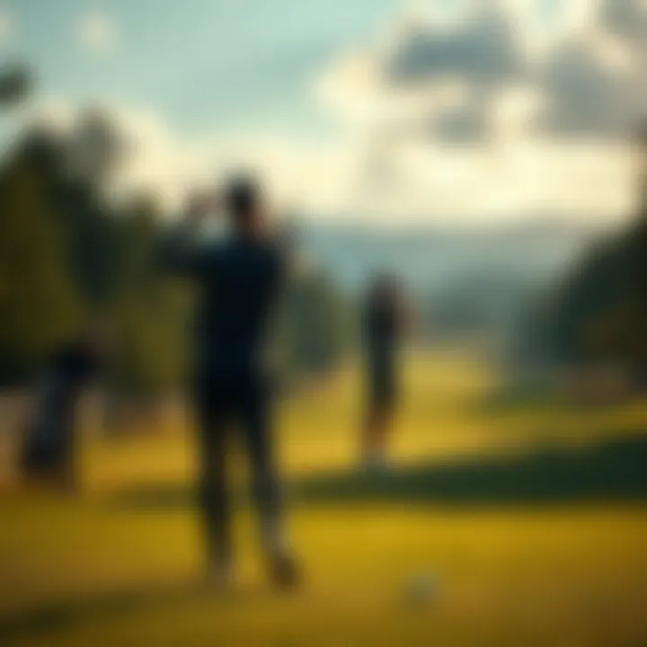 A golf course with players in action