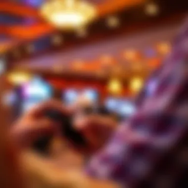 Engaging User Experience A player engaging with the Four Winds Online Casino app on a mobile device, highlighting user experience.