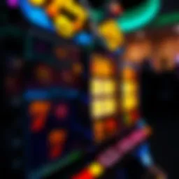 An illuminated Vegas slot machine with vibrant symbols