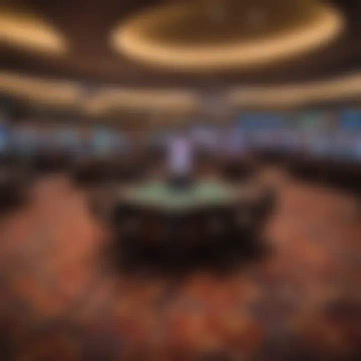 A panoramic view of the diverse gaming floor filled with vibrant slot machines and tables